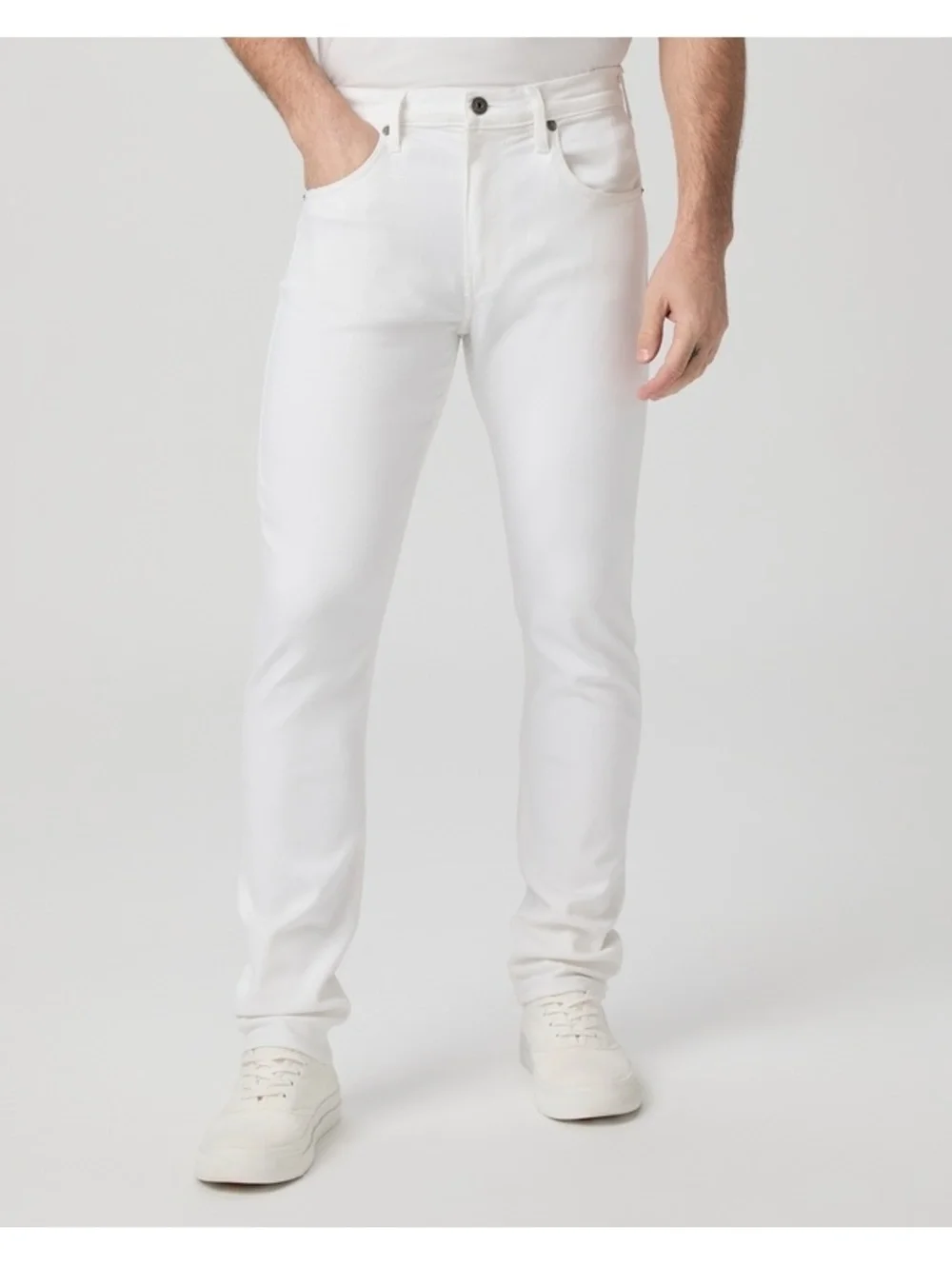 PAIGE Lennox Men’s 32 Slim Jeans White Icecap Stretch Transcend Denim